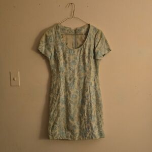 Vintage Blue Floral Mini Dress